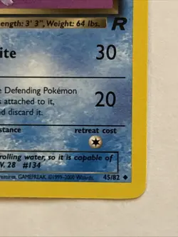 Pokemon Dark Vaporeon Team Rocket 45/82 1st Edition 60 HP Uncommon English - Image 4