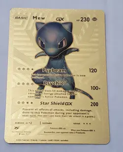Pokemon Mew GX 230hp Gold Foil Fan Art Collector Card TCG - Image 1