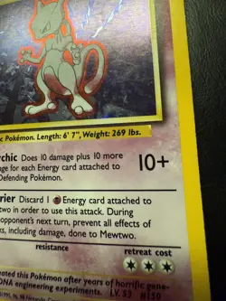 Mewtwo 10/102 Pokemon TCG 1999 Base Set Holo Unlimited Rare - Image 3