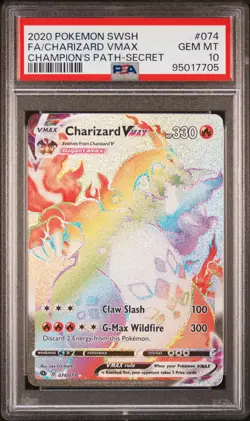 2020 POKEMON SWORD & SHIELD CHAMP'S PATH SECRET FULL ART/CHARIZARD VMAX PSA 10 - Image 1