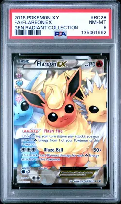 2016 POKEMON XY GENERATIONS RADIANT COLL #RC28 FULL ART/FLAREON EX PSA 8 - Image 1