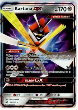 Pokemon TCG Kartana GX 70/111 Sun & Moon Crimson Invasion Ultra Rare Light Play - Image 1