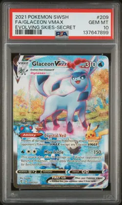 2021 POKEMON SWORD & SHIELD EVOLVING SKIES SECRET FULL ART/GLACEON VMAX PSA 10 - Image 1