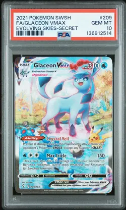 2021 POKEMON SWORD & SHIELD EVOLVING SKIES SECRET FULL ART/GLACEON VMAX PSA 10 - Image 1