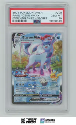 2021 Pokemon Sword & Shield Evolving Skies Full Art Secret Glaceon VMAX PSA 10 - Image 1