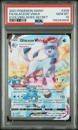 2021 POKEMON SWORD & SHIELD EVOLVING SKIES SECRET FULL ART/GLACEON VMAX PSA 10 - Image 1