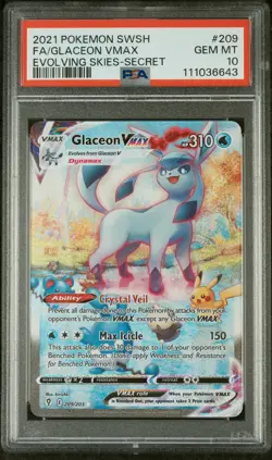 2021 POKEMON SWORD & SHIELD EVOLVING SKIES SECRET FULL ART/GLACEON VMAX PSA 10 - Image 1