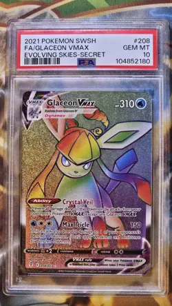 2021 POKEMON SWORD & SHIELD EVOLVING SKIES SECRET FULL ART/GLACEON VMAX PSA 10 - Image 1