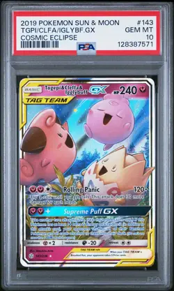 2019 POKEMON SUN & MOON COSMIC ECLIPSE TOGEPI & CLEFFA & IGGLYBUFF GX PSA 10 - Image 1