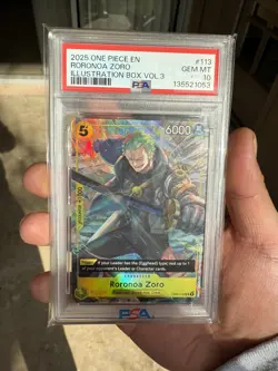 2025 ONE PIECE PROMOS ILLUSTRATION BOX VOL.3 #113 RORONOA ZORO PSA 10 - Image 1