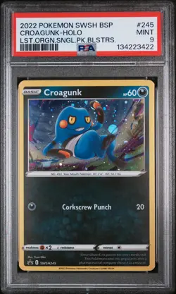 2022 POKEMON SWSH BLACK STAR PROMO #245 CROAGUNK-HOLO PSA 9 - Image 1