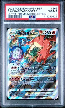 2022 POKEMON SWSH BLACK STAR PROMO #262 FULL ART CHARIZARD VSTAR MINT PSA 8 - Image 1