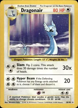Pokemon Dragonair Base Set 018/102 Light Play LP+ or Better - Image 1
