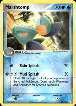 Pokemon Marshtomp Crystal Guardians 24/100 Light Play LP+ or Better - Image 1