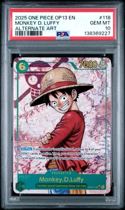 2025 ONE PIECE OP13 118 CARRYING ON HIS WILL MONKEY D LUFFY SEC ALT ART PSA 10 - Image 1