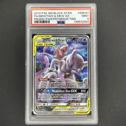Pokemon 2019 SM Black Star Promo #SM191 Full Art/Mewtwo & Mew GX PSA 9 - Image 1