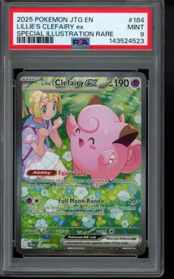 PSA 9 - 2025 Lillie's Clefairy ex 184/159 Sv09: Journey Together Holo Pokemon - Image 1