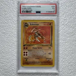 1999 POKEMON FOSSIL #24 KABUTOPS 1ST EDITION (PSA 5 EXCELLENT) - Image 1