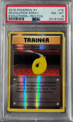 Devolution Spray 76/108 Reverse Holo PSA 8 XY Evolutions Pokemon 2016 NM-MT - Image 1