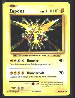 2016 Pokemon Zapdos Holo Rare XY Evolutions 42/108 42 Genuine - Image 1