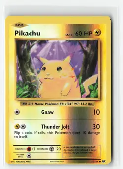 PIKACHU 35/108 XY EVOLUTIONS REVERSE HOLO POKEMON TCG LP ERROR MISCUT OFF CENTER - Image 1