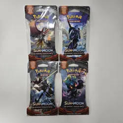 Pokemon Sun & Moon Burning Shadows Sealed Sleeved Booster Pack Set ALL 4 ARTS - Image 1