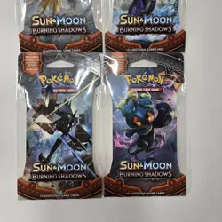 Pokemon Sun & Moon Burning Shadows Sealed Sleeved Booster Pack Set ALL 4 ARTS - Image 2