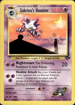 Pokemon Sabrina's Haunter Gym Challenge 055/132 Light Play LP+ or Better - Image 1
