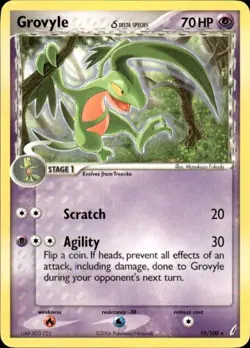 Pokemon Grovyle (Delta Species) Crystal Guardians 19/100 Light Play LP - Image 1