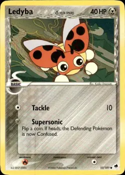 Pokemon Ledyba (Delta Species) Dragon Frontiers 53/101 Light Play LP+ or Better - Image 1