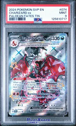 Pokemon Card PSA 9 Charizard ex SVP 074 Shiny Promo Paldean Fates Tin 2024 #2 - Image 1