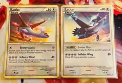 Latios and Latias HGSS10 + HGSS11 Black Star Promo Rare Holo Pokemon Cards LP/NM - Image 1