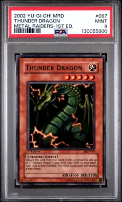 2002 YU-GI-OH! MRD-METAL RAIDERS 1ST EDITION #097 THUNDER DRAGON PSA 9 - Image 1