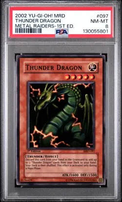 2002 YU-GI-OH! MRD-METAL RAIDERS 1ST ED #097 THUNDER DRAGON PSA 8 - Image 1