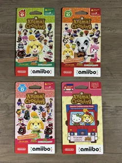 Animal Crossing Amiibo Cards Bundle - Series 1 2 4 + Sanrio | 4 Sealed Packs - Image 1
