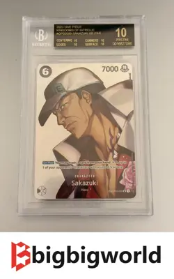 OPCG Sakazuki (SP) OP02-099 Kingdoms of Intrigue BGS 10 Black Label - Image 1
