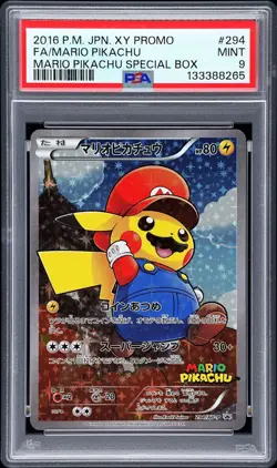 2016 POKEMON JPN XY PROMO MARIO PIKACHU SPECIAL BOX FULL ART/MARIO PIKACHU PSA 9 - Image 1