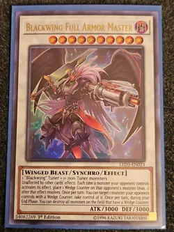 Yugioh Blackwing Full Armor Master LED3-EN023 Ultra Rare 1st Ed NM - Image 1