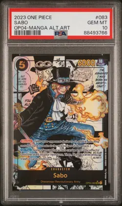 2023 ONE PIECE OP04-KINGDOMS OF INTRIGUE MANGA ALTERNATE ART #083 SABO PSA 10 - Image 1