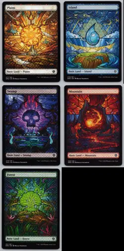 MTG - (5) Dominaria United Showcase Full Art Basic Lands - 1 of Each Art -s56 - Image 1