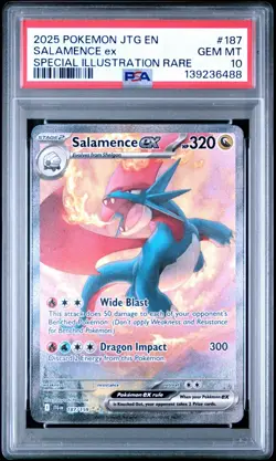 2025 POKEMON JTG EN-JOURNEY TOGETHER #187 SALAMENCE EX PSA 10 Illustration Rare - Image 1