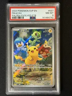 Pokemon TCG Pikachu 027 Sv: Scarlet & Violet Promo PSA 8 MINT - Image 1
