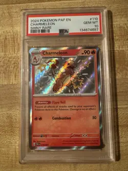 Pokemon Charmeleon Shiny Rare Holo 110/091 SV: Paldean Fates PSA 10 2024 - Image 1