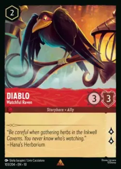 1x Diablo-Watchful Raven 103/204 Whispers in the Well Non-Foil Disney Lorcana - Image 1