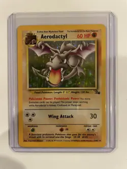 Pokemon TCG Aerodactyl 1/62 Fossil Holo Rare Unlimited Vintage WOTC 1999 MP - Image 1