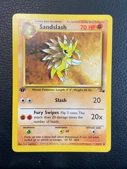 Sandslash 41/62 Fossil 1st Edition (Pokemon) Non Holo Uncommon - LP - Image 1