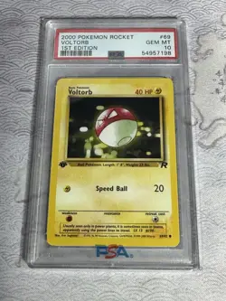 2000 Pokemon Team Rocket (1st) First Edition Voltorb #69 PSA 10 GEM MINT - Image 1