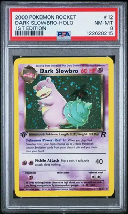 2000 Pokemon 1st Edition Team Rocket Dark Slowbro Holo #12 PSA 8 NM-MT 8215 - Image 1