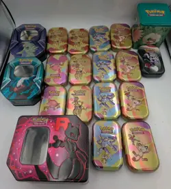 *EMPTY* Pokemon TCG Tin Lot w/ Coins & Inserts - 151 Mini Tins - NO CARDS - Image 1