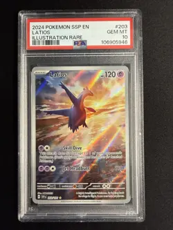 2024 POKEMON SSP EN-SURGING SPARKS ILLUSTRATION RARE #203 LATIOS PSA 10 - Image 1
